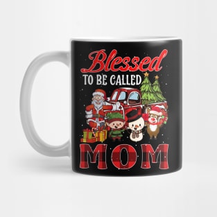 Blessed To Be Called Mom Christmas Buffalo Plaid Truck Mug